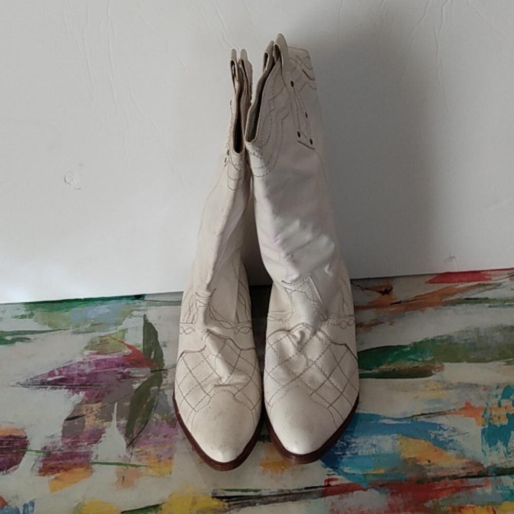 Vtg 80s Wild Pair White Cowboy Cowgirl Boots Festival Rodeo Cosplay - Picture 3 of 8
